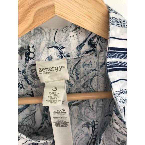 Chicos 3 zenergy Neema Reversible Vest Blue striped paisley womens size XL - Picture 7 of 14